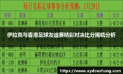 伊拉克与香港足球友谊赛精彩对决比分揭晓分析